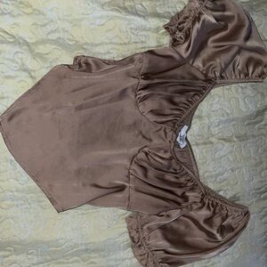 Silky crop top blouse